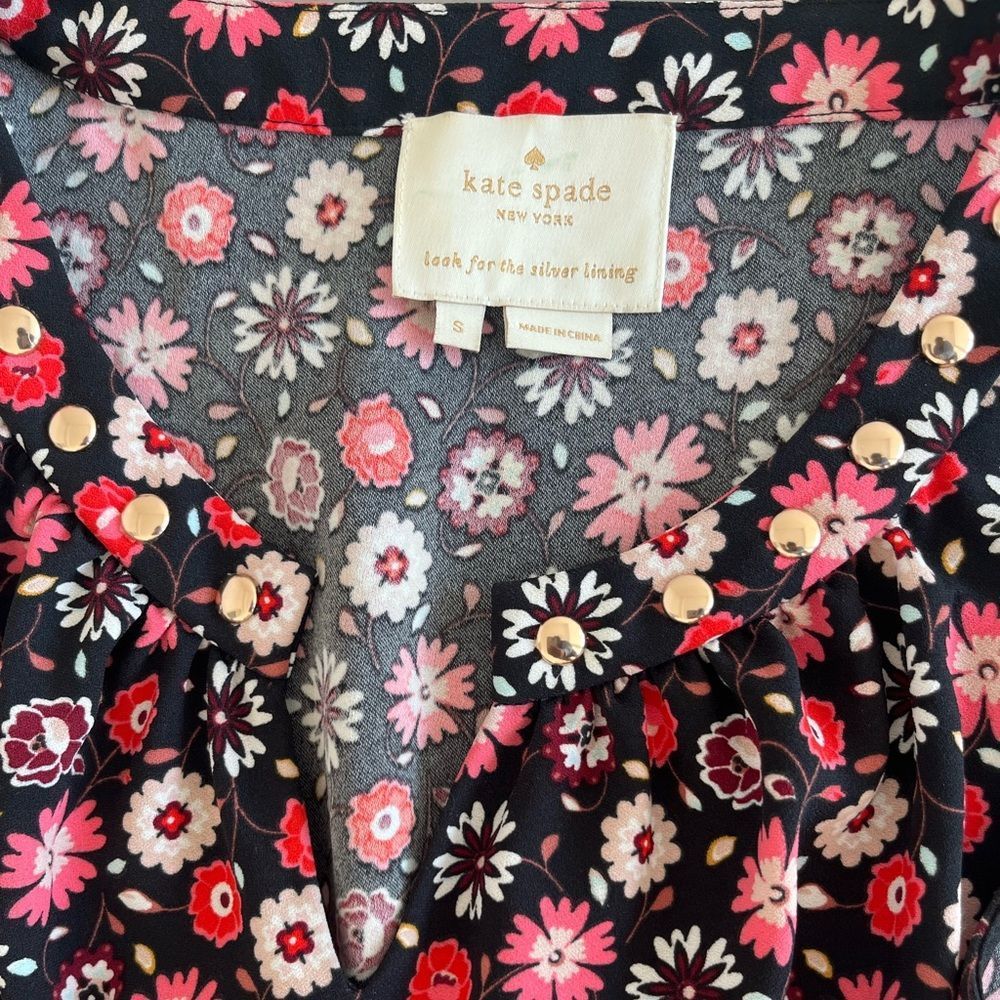 Kate Spade S Black Floral Sleeveless Studded Dress - Picture 3 of 8